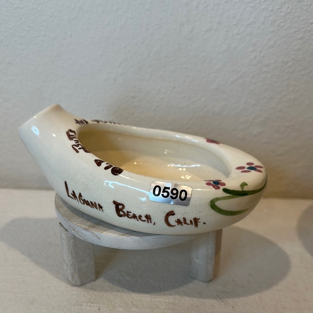 Handcrafted Ceramic vintage ash tray  with hand painted Floral Design
